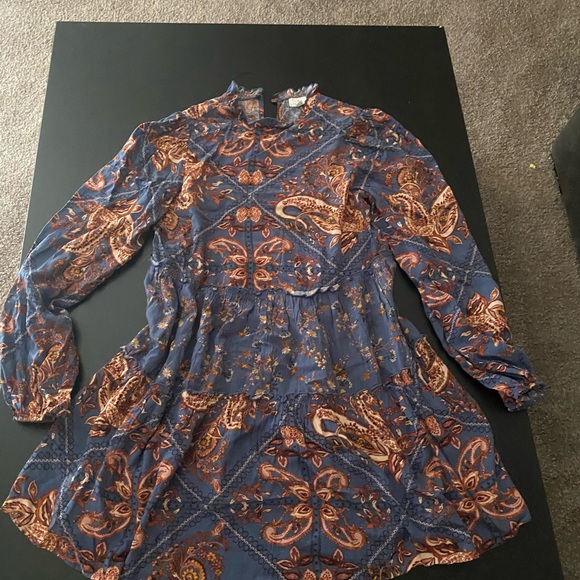 True Craft Blue and Orange Floral Dress - Picture 1 of 2